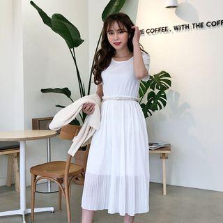 Pleated Chiffon Skirt Layered Dress
