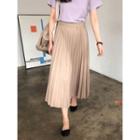 Belted-detail Pleated Long Skirt