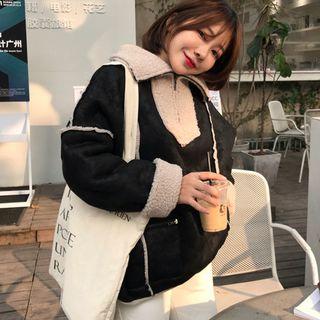 Faux Leather Half-zip Overhead Jacket