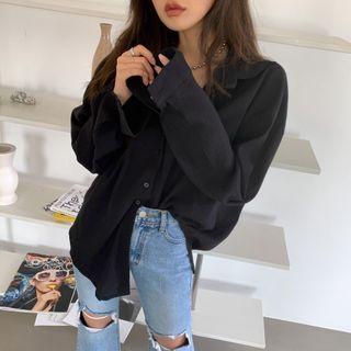 Drop-shoulder Textured Blouse