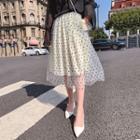 Dotted Sheer Midi A-line Skirt Almond - One Size