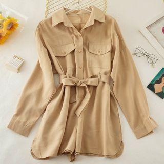 Long-sleeve Henley Romper