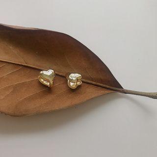 Heart Sterling Silver Earring E278 - 1 Pair - Gold - One Size