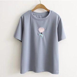 Hot Air Balloon Embroidered Short Sleeve T-shirt