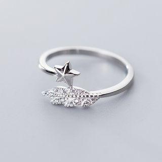 Star Leaf Open Ring Silver - One Size