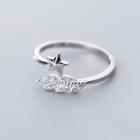 Star Leaf Open Ring Silver - One Size