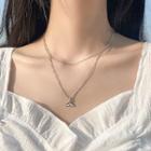 Alloy Whale Tail Pendant Layered Choker Necklace Silver - One Size