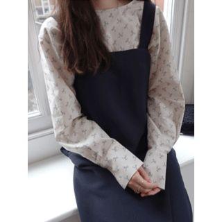 Button-back Floral Print Top