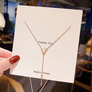 Lettering Necklace X118 - Rose Gold - One Size