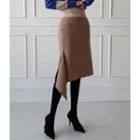 Zip-side Asymmetric-hem Midi Skirt