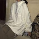 Two Tone Half-button Sweatshirt / Wide-leg Pants