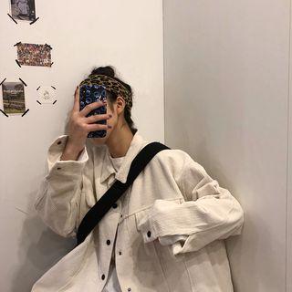 Pocket Detail Corduroy Button Jacket