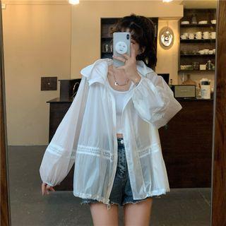 Hooded Zip-up Jacket White - One Size