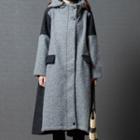 Color-panel Hooded Long Coat