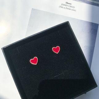 Heart Stainless Steel Earring 1 Pair - Red - One Size