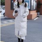 Furry Trim Zip Hooded Padded Coat