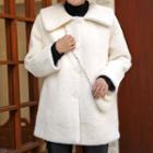 Collared Faux-fur Jacket With Bag Ivory - One Size