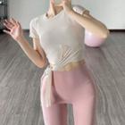 Short-sleeve Tie-hem Cropped Sports T-shirt