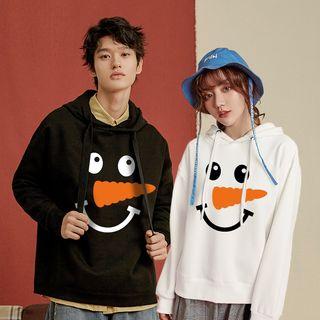 Christmas Couple Matching Long-sleeve Hooded Print Top