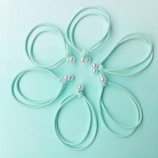 Faux Pearl Hair Tie 1pc - Mint Green - One Size