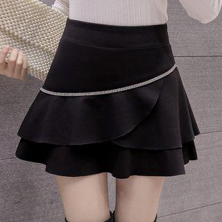 Rhinestone Mini A-line Skirt