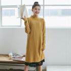 Long-sleeve Mock-neck Knit Dress / Spaghetti Strap Midi Lace Dress