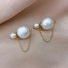 Chained Faux Pearl Through & Through Earring 1 Pair - E2466 - As Shown In Figure - One Size