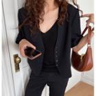 Elbow-sleeve Button Jacket / Straight Leg Pants