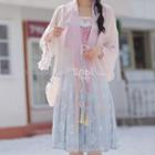 Flower Embroidered Camisole Top / Hanfu Blouse / Floral A-line Skirt