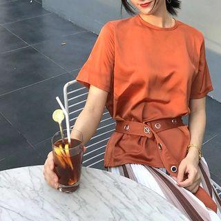 Belted Loose-fit Short-sleeve Top