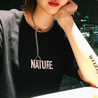 Metal Ring & Chain Necklace