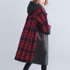 Plaid Panel Hooded Coat