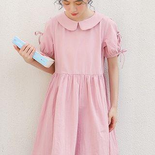 Frilled Peter-pan Collar Lace-up Dress
