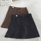 Front Pocket Button-up Mini Skirt