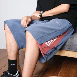 Side Lettering Print Wide Leg Shorts