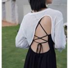 Asymmetrical Long-sleeve Cropped Top
