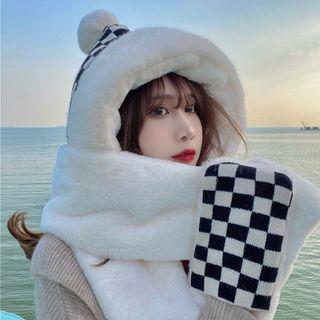 Check Hooded Scarf