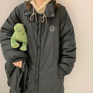 Detachable Hood Midi Padded Coat Black - One Size