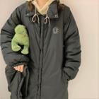 Detachable Hood Midi Padded Coat Black - One Size