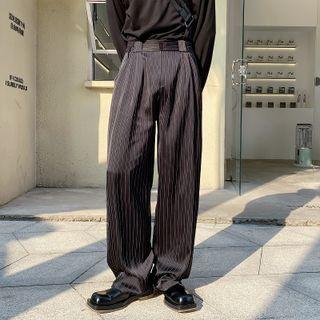 High Waist Pinstripe Wide Leg Pants