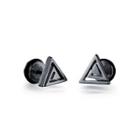 Simple And Fashion Plated Black Geometric Triangle 316l Stainless Steel Stud Earrings Black - One Size