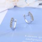 Rhinestone Mini Hoop Earring 1 Pair - Silver - One Size