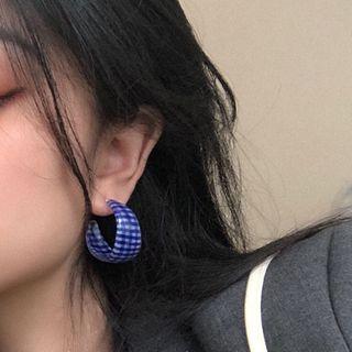 Plaid Acetate Open Hoop Earring