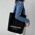 Lettering Canvas Tote Bag Necessarysuff - Black - One Size