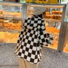 Checkerboard Hooded Zip Fleece Jacket