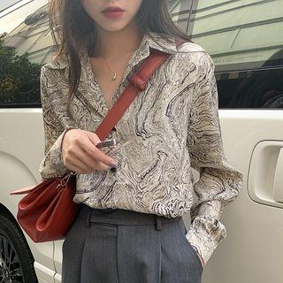 Long-sleeve Marble Print Shirt