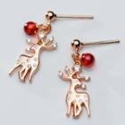 925 Sterling Silver Rhinestone Deer Dangle Earring