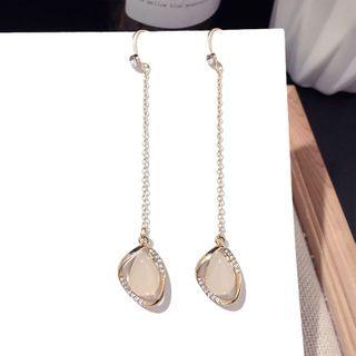Jade Drop Earring Gold Steel Earring - One Size
