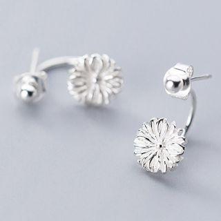 925 Sterling Silver Daisy Swing Earring S925 Silver Stud - 1 Pair - Silver - One Size