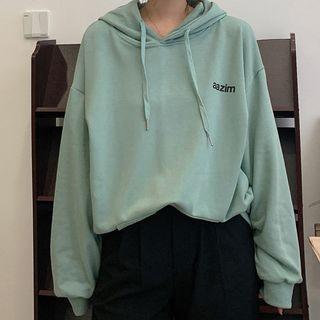 Lettering Print Drawstring Hoodie